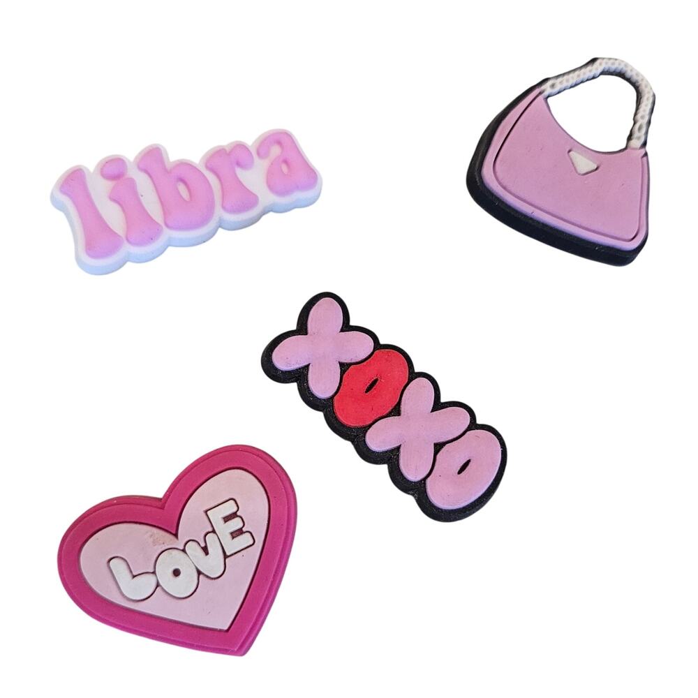 Lot of 4 croc charms buttons girly libra gift idea stocking stuffers